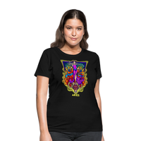 Thumbnail for Women's Cosmic Aries Design T-Shirt - black