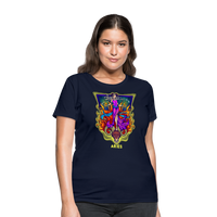 Thumbnail for Women's Cosmic Aries Design T-Shirt - navy