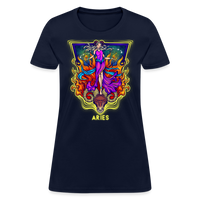 Thumbnail for Women's Cosmic Aries Design T-Shirt - navy