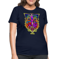 Thumbnail for Women's Cosmic Aries Design T-Shirt - navy