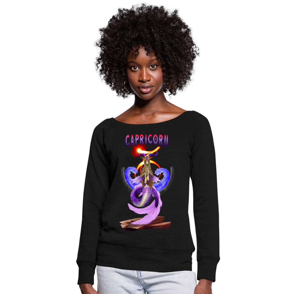 Women's Astral Capricorn Wideneck Sweatshirt - black