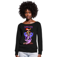 Thumbnail for Women's Astral Capricorn Wideneck Sweatshirt - black