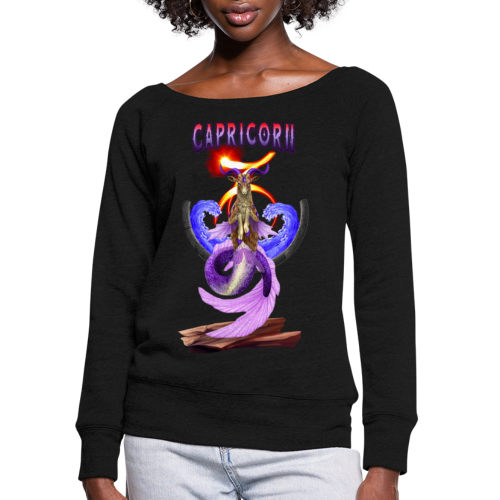 Women's Astral Capricorn Wideneck Sweatshirt - black