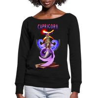 Thumbnail for Women's Astral Capricorn Wideneck Sweatshirt - black