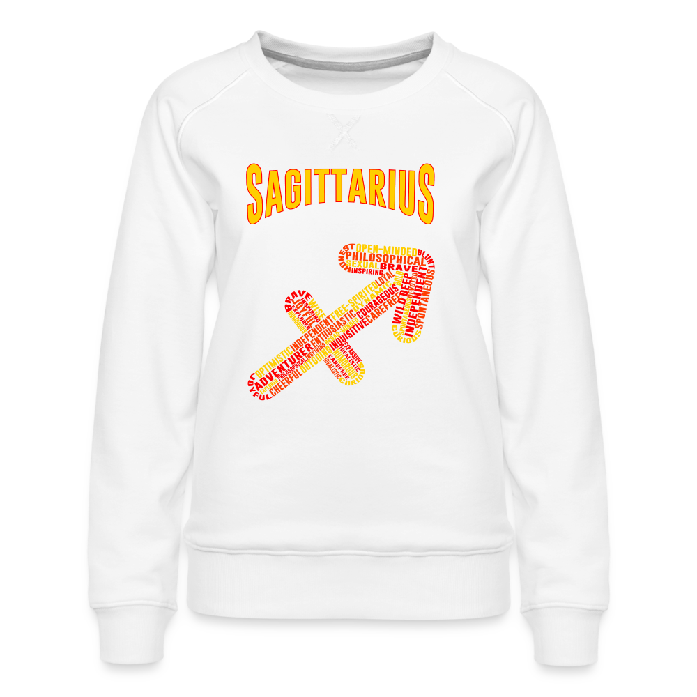 Women's Power Words Sagittarius Premium Sweatshirt - white