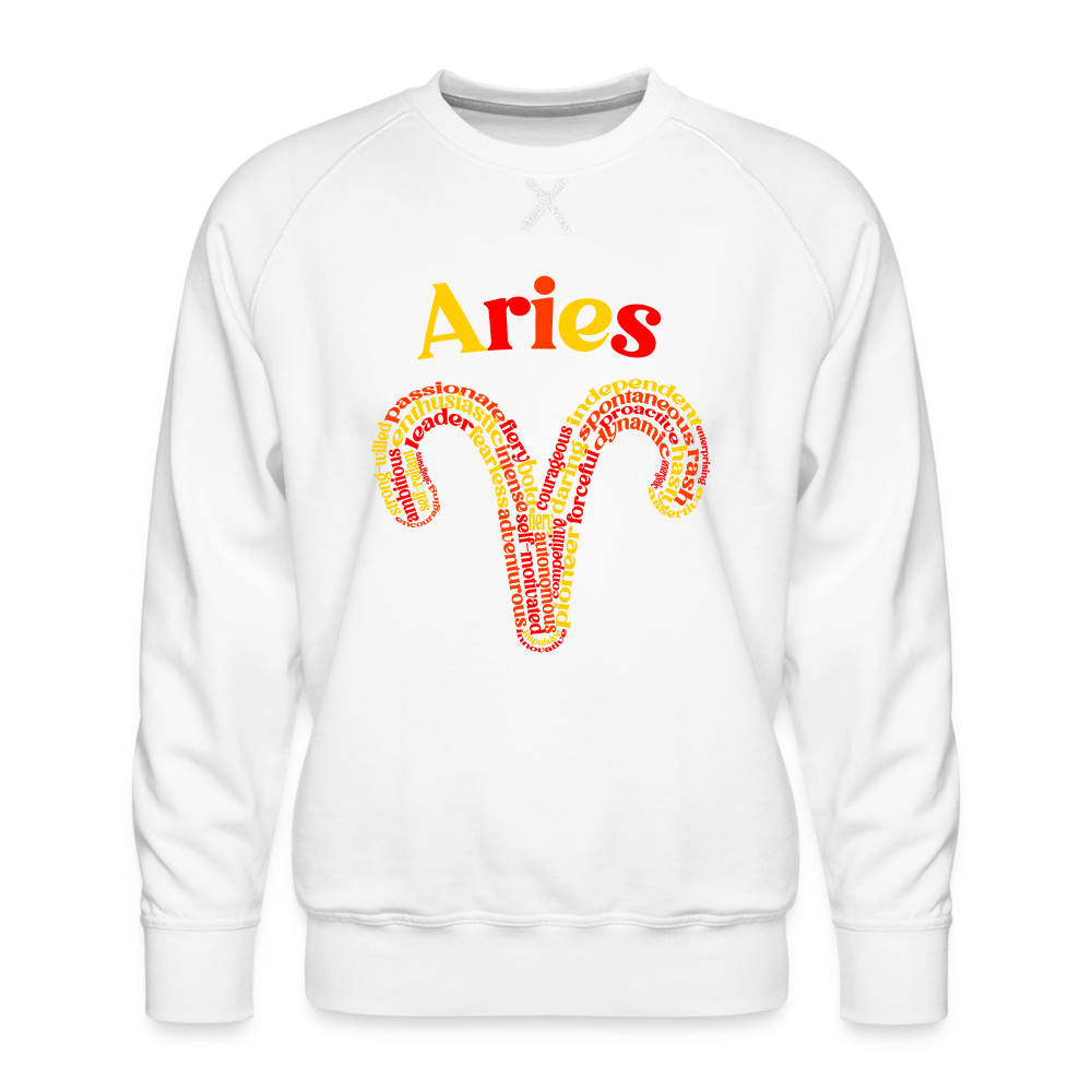 Men's Power Words Aries Premium Sweatshirt - white