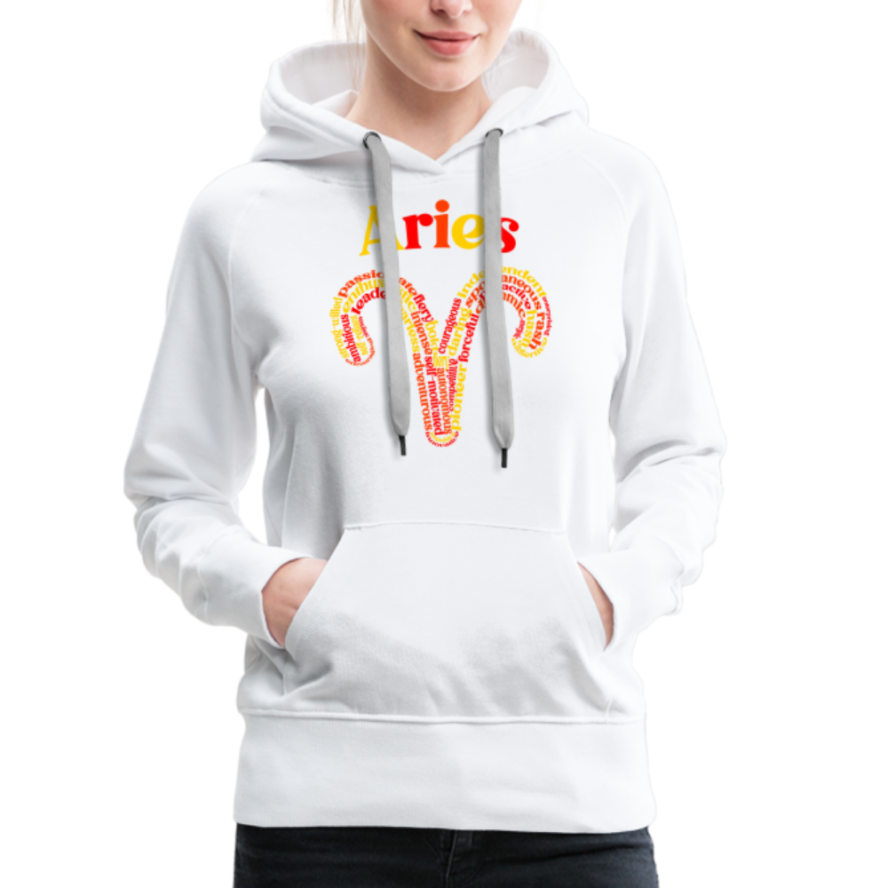 Women's Power Words Aries Premium Hoodie - white