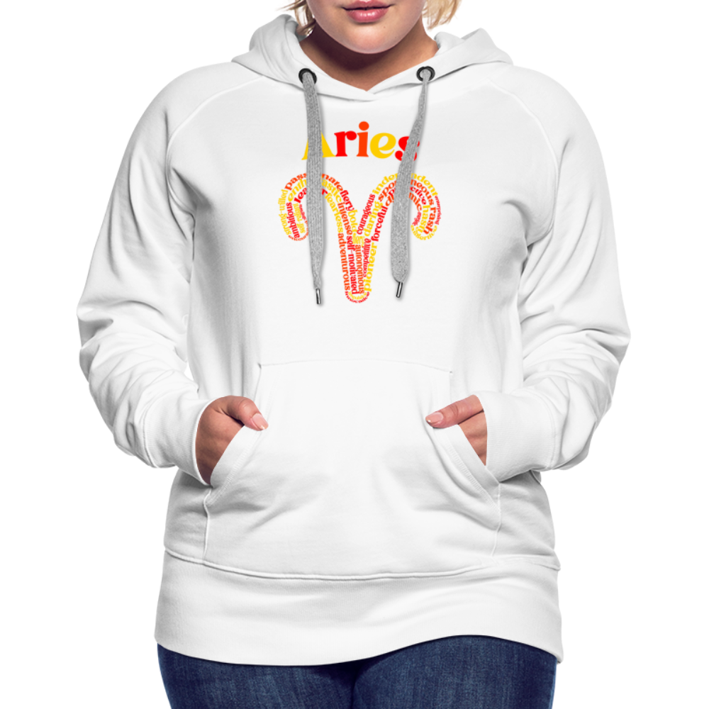 Women's Power Words Aries Premium Hoodie - white