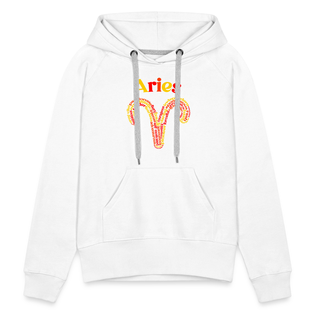 Women's Power Words Aries Premium Hoodie - white