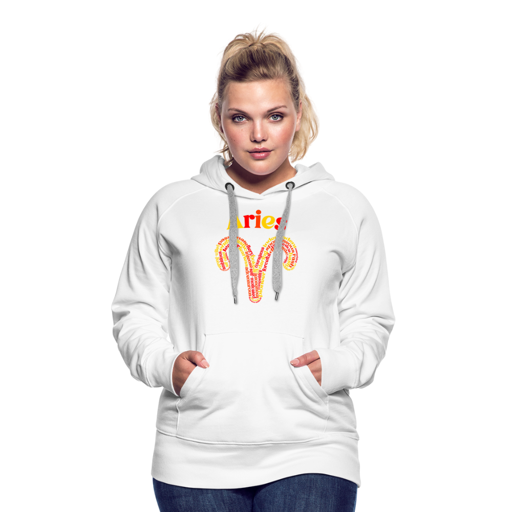 Women's Power Words Aries Premium Hoodie - white