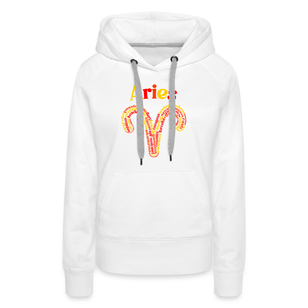 Women's Power Words Aries Premium Hoodie - white