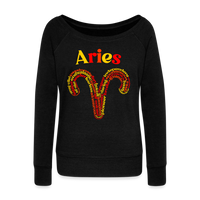 Thumbnail for Women's Power Words Aries Wideneck Sweatshirt - black