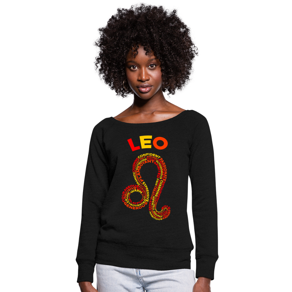 Women's Power Words Leo Wideneck Sweatshirt - black