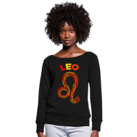 Thumbnail for Women's Power Words Leo Wideneck Sweatshirt - black