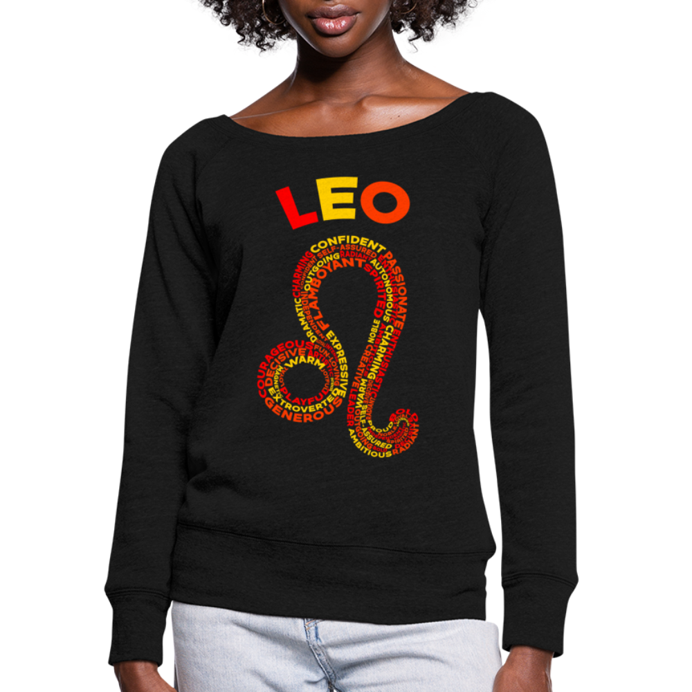 Women's Power Words Leo Wideneck Sweatshirt - black