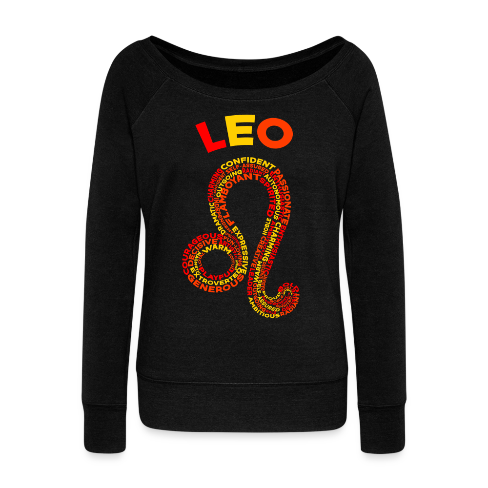 Women's Power Words Leo Wideneck Sweatshirt - black