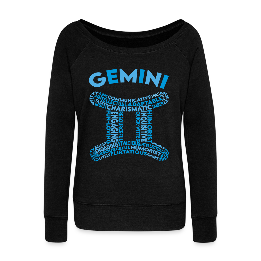Women's Power Words Gemini Wideneck Sweatshirt - black