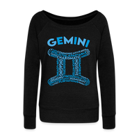 Thumbnail for Women's Power Words Gemini Wideneck Sweatshirt - black