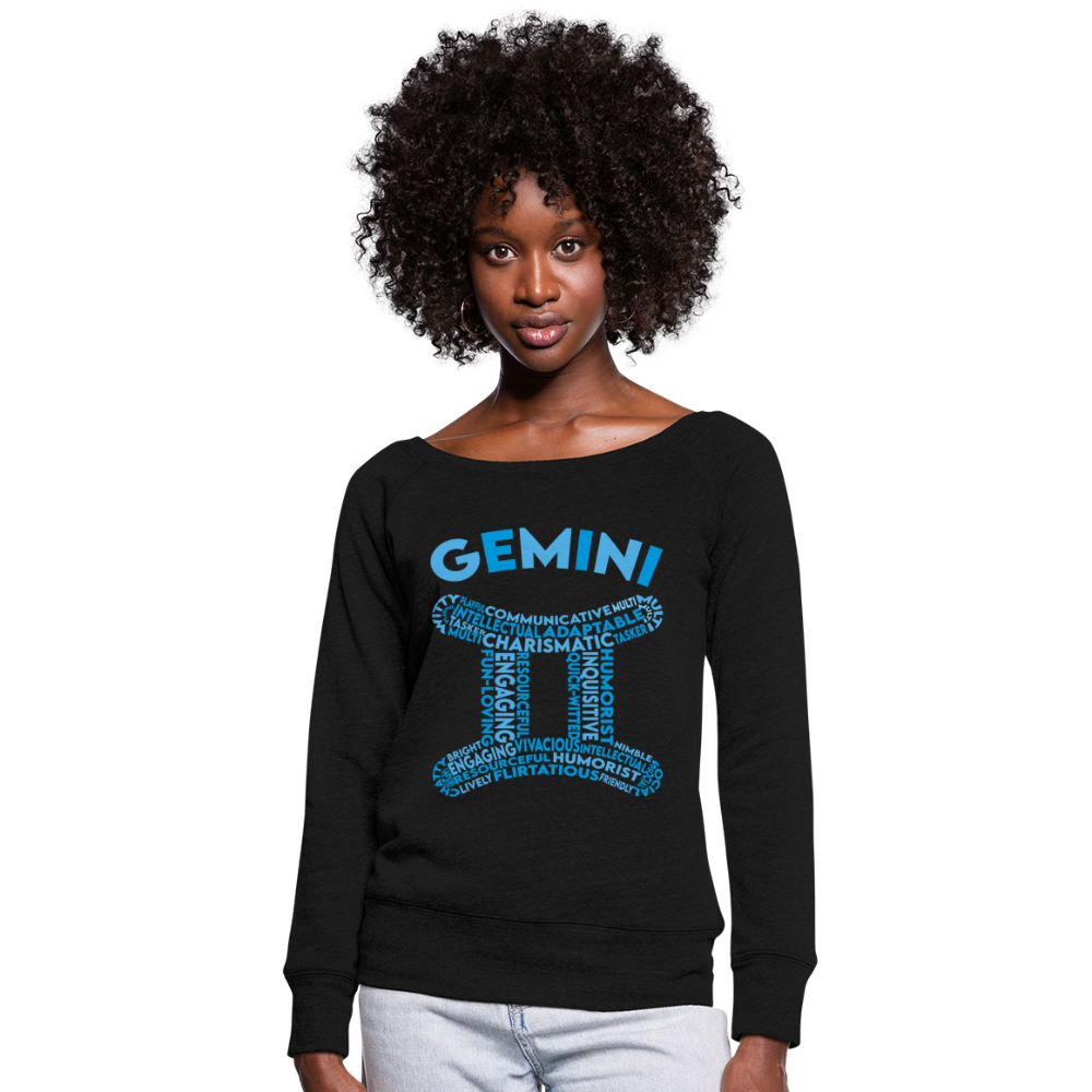 Women's Power Words Gemini Wideneck Sweatshirt - black
