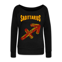 Thumbnail for Women's Power Words Sagittarius Wideneck Sweatshirt - black