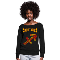 Thumbnail for Women's Power Words Sagittarius Wideneck Sweatshirt - black