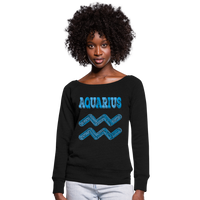 Thumbnail for Women's Power Words Aquarius Wideneck Sweatshirt - black