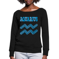 Thumbnail for Women's Power Words Aquarius Wideneck Sweatshirt - black