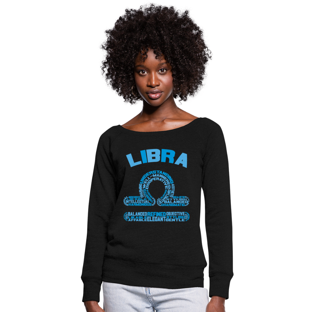 Women's Power Words Libra Wideneck Sweatshirt - black