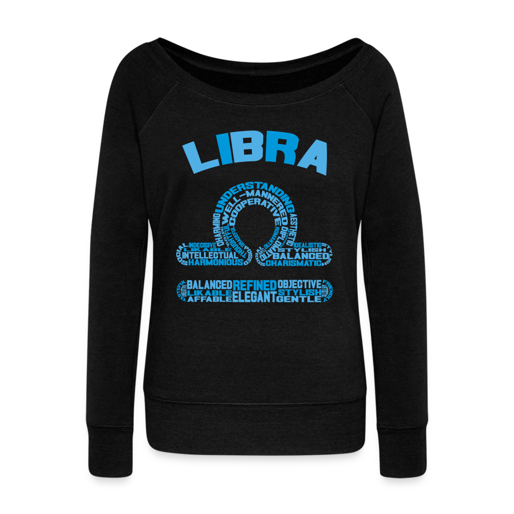 Women's Power Words Libra Wideneck Sweatshirt - black