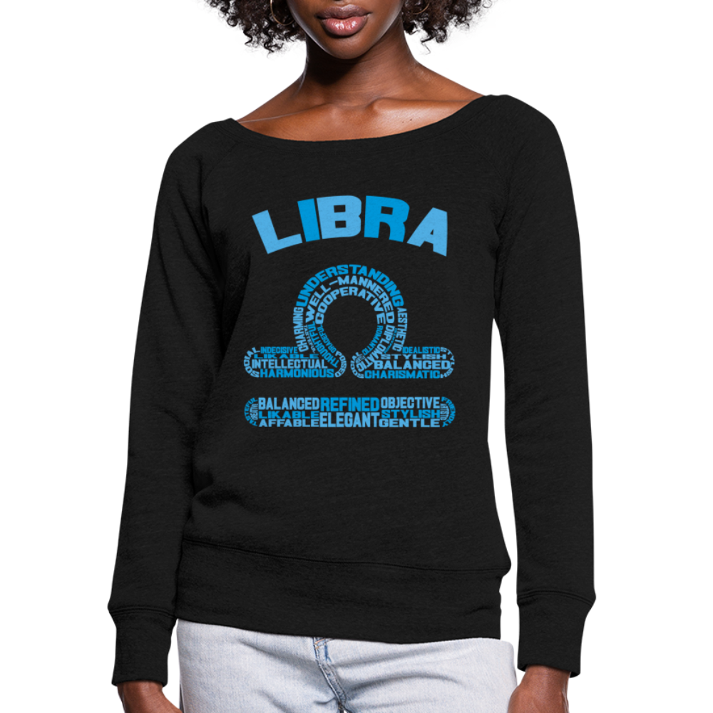 Women's Power Words Libra Wideneck Sweatshirt - black