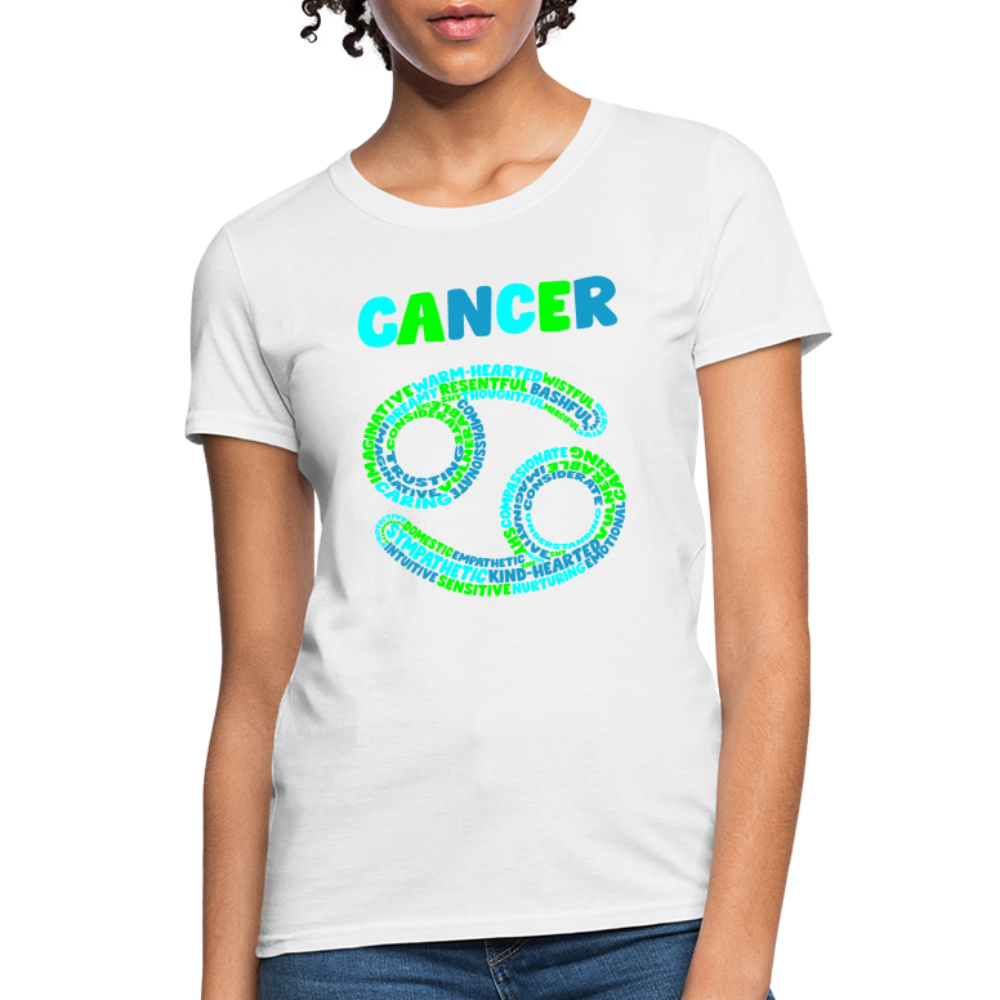 Women's Power Words Cancer T-Shirt - white