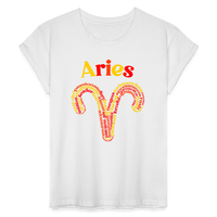 Thumbnail for Women's Power Words Aries Relaxed Fit T-Shirt - white