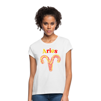 Thumbnail for Women's Power Words Aries Relaxed Fit T-Shirt - white