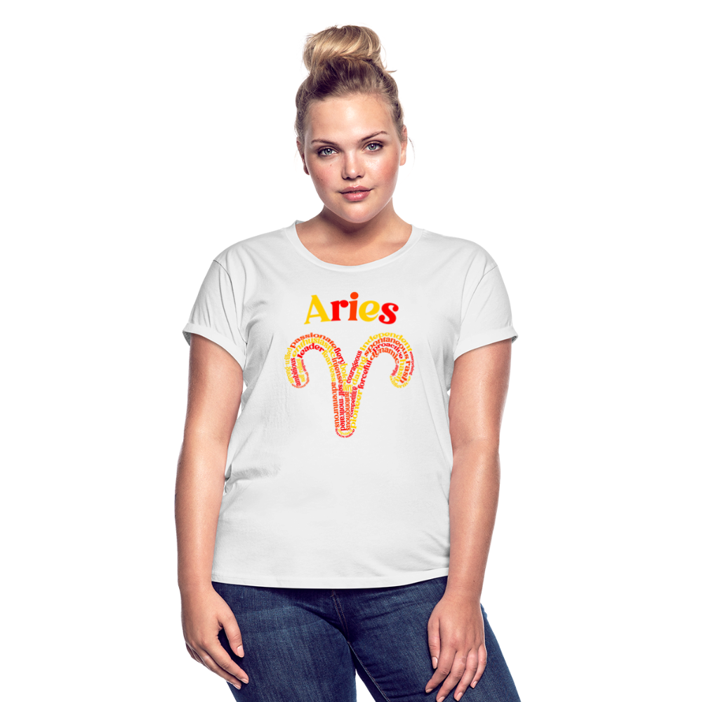 Women's Power Words Aries Relaxed Fit T-Shirt - white