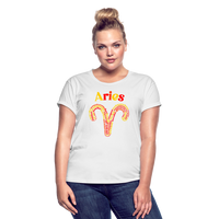 Thumbnail for Women's Power Words Aries Relaxed Fit T-Shirt - white