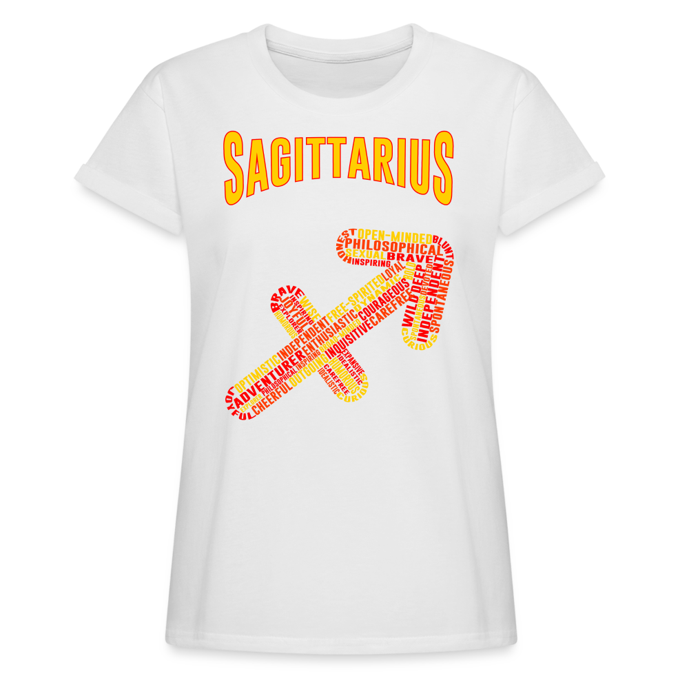 Women's Power Words Sagittarius Relaxed Fit T-Shirt - white