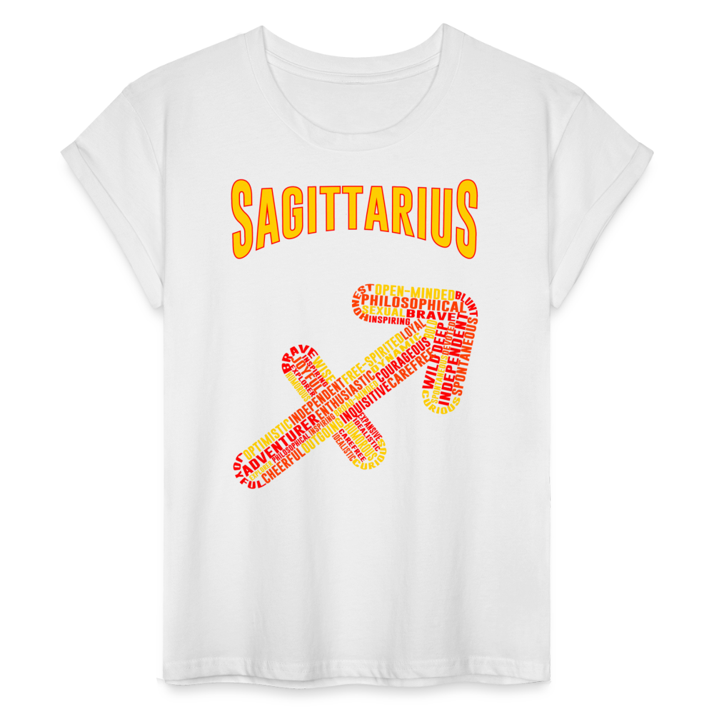 Women's Power Words Sagittarius Relaxed Fit T-Shirt - white