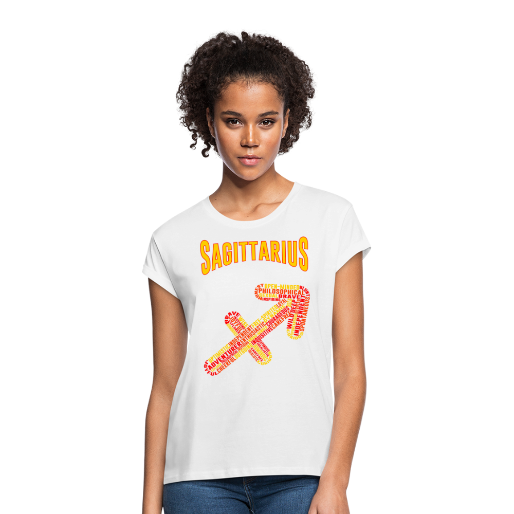 Women's Power Words Sagittarius Relaxed Fit T-Shirt - white