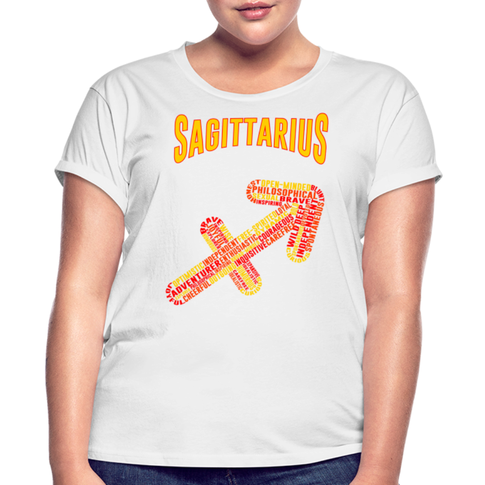 Women's Power Words Sagittarius Relaxed Fit T-Shirt - white