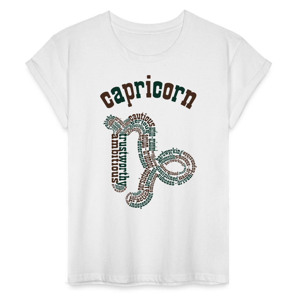 Women's Power Words Capricorn Relaxed Fit T-Shirt - white