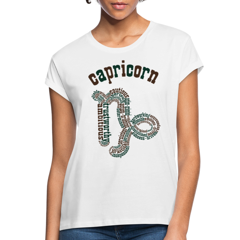 Women's Power Words Capricorn Relaxed Fit T-Shirt - white