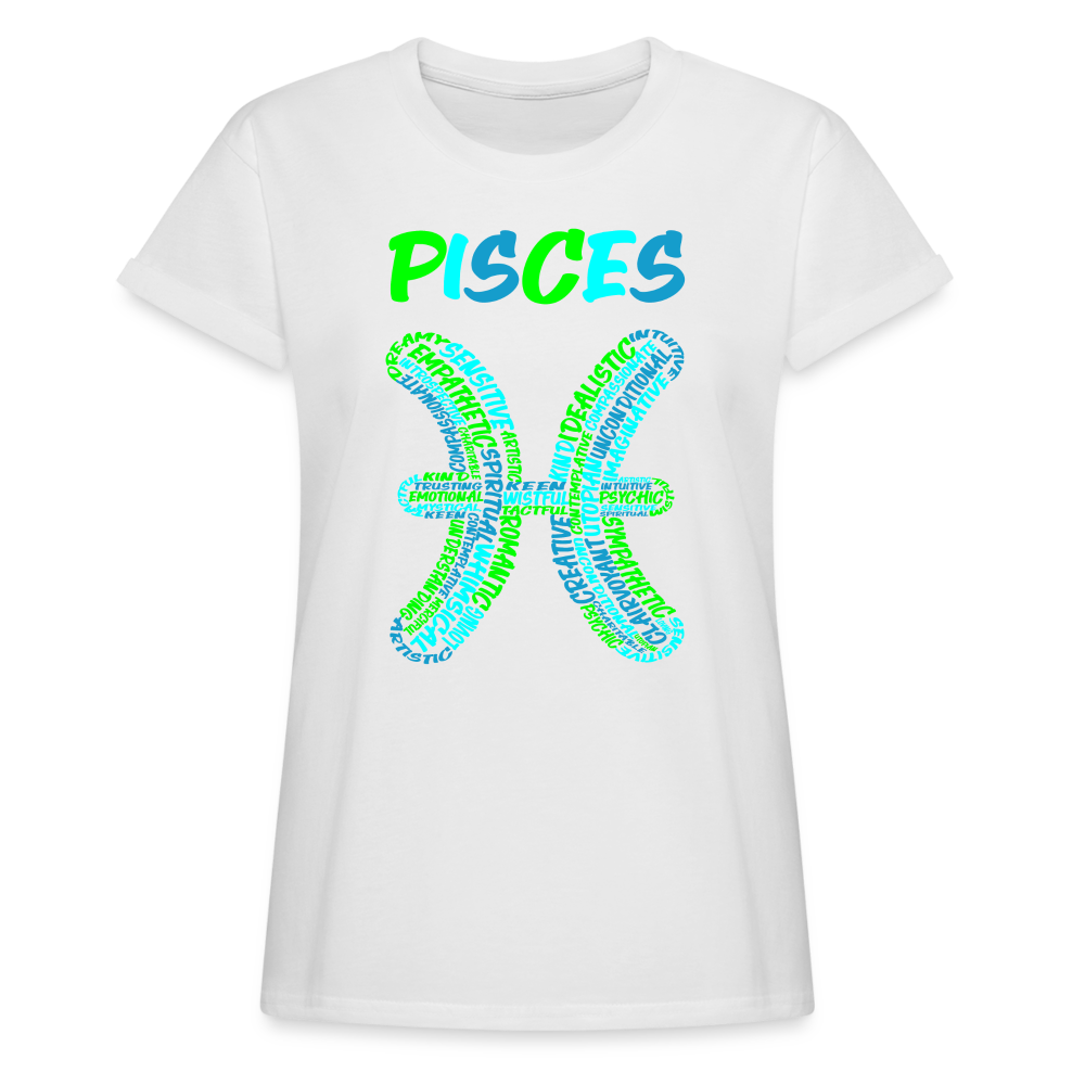 Women's Power Words Pisces Relaxed Fit T-Shirt - white