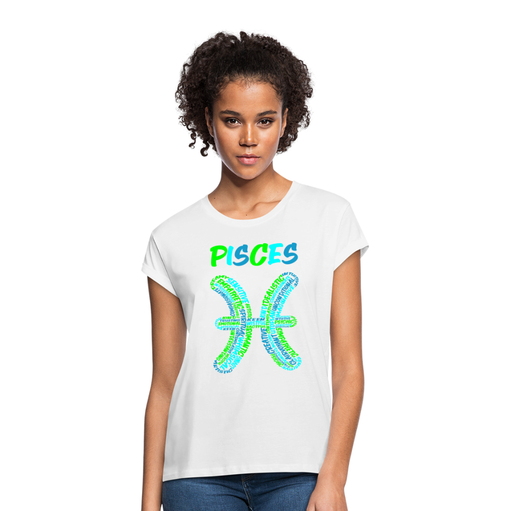 Women's Power Words Pisces Relaxed Fit T-Shirt - white