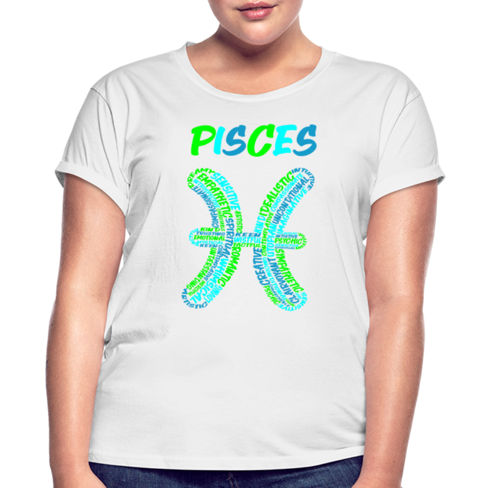 Women's Power Words Pisces Relaxed Fit T-Shirt - white