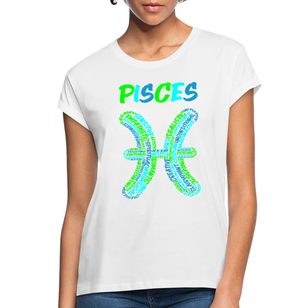 Women's Power Words Pisces Relaxed Fit T-Shirt - white