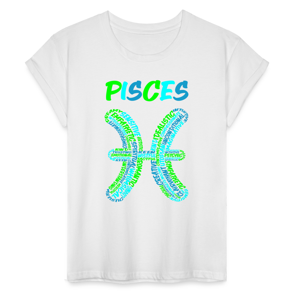 Women's Power Words Pisces Relaxed Fit T-Shirt - white