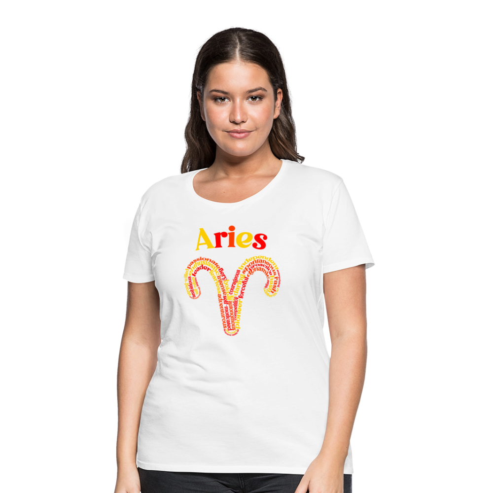 Women's Power Words Aries Premium T-Shirt - white