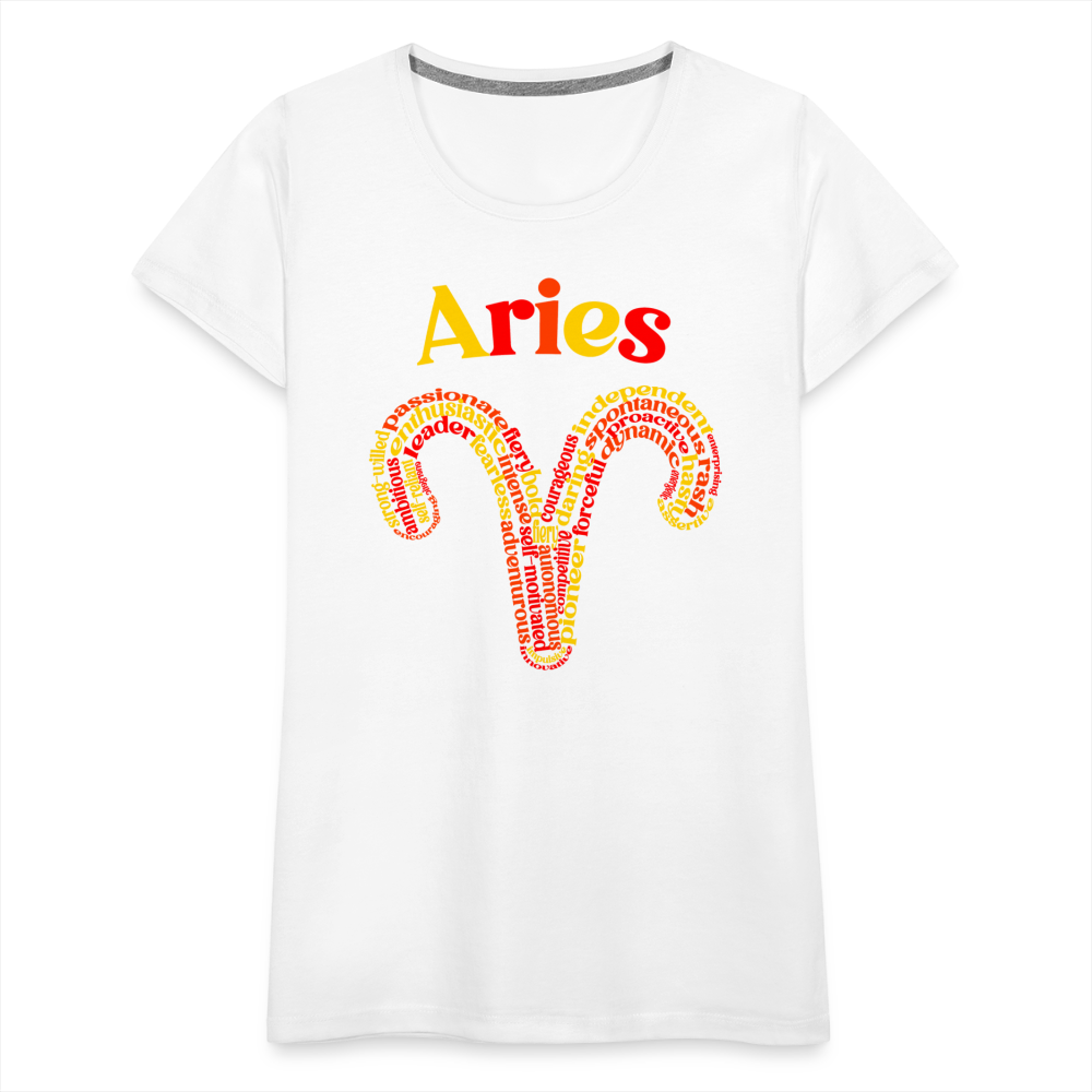 Women's Power Words Aries Premium T-Shirt - white