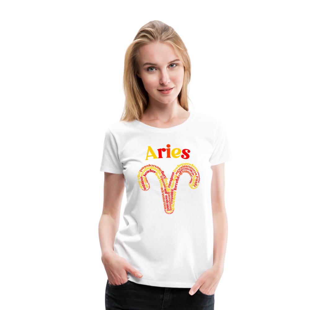 Women's Power Words Aries Premium T-Shirt - white