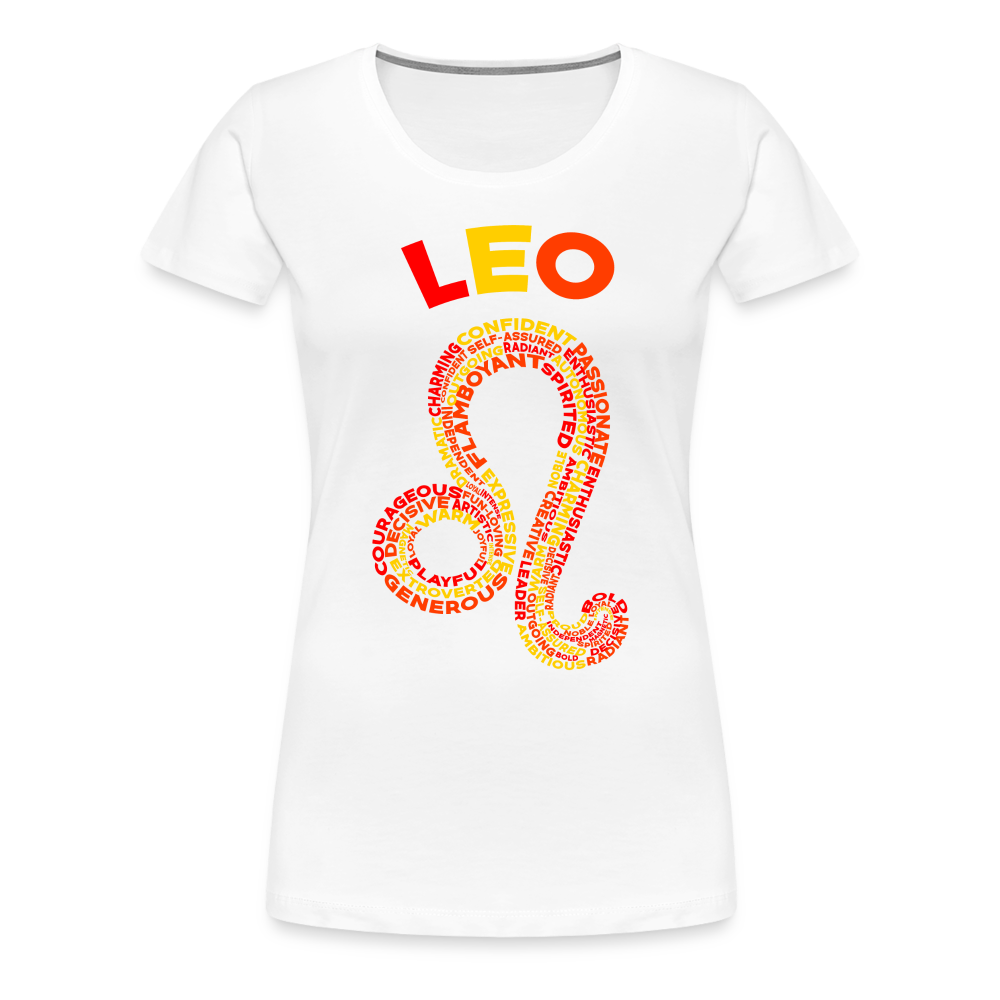 Women's Power Words Leo Premium T-Shirt - white